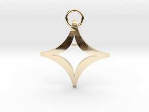Four Point Star Pendant 30mm in 14k Gold Plated Brass