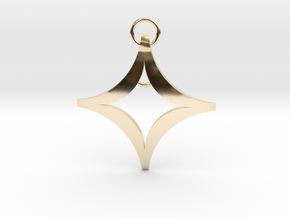 Four Point Star Pendant 42mm in 14k Gold Plated Brass