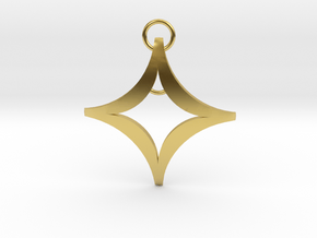Four Point Star Pendant 42mm in Polished Brass