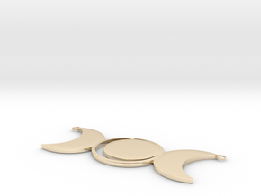 Tri-Moon Pendant 50mm x 20mm in 14k Gold Plated Brass