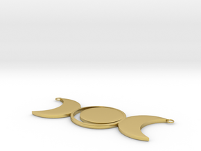 Tri-Moon Pendant 50mm x 20mm in Polished Brass