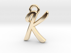 Alphabet "K" Pendant  in 14K Yellow Gold: Small