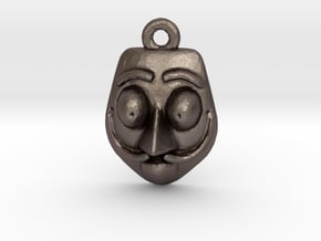 Mask keychain in Polished Bronzed-Silver Steel