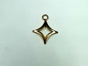 Four Point Star Charm 20mm in Natural Brass