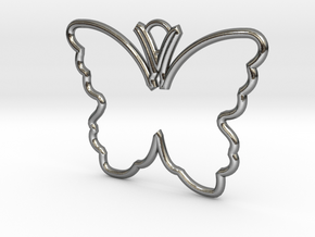 Wire Butterfly Pendant in Polished Silver