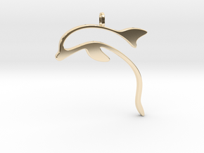 dolphin pendant big ring in 14k Gold Plated Brass