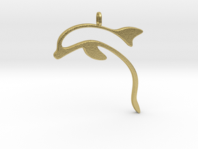 dolphin pendant big ring in Natural Brass