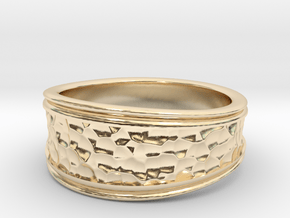 Skyrim Silver Ring - Thick Version in 14K Yellow Gold