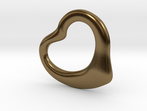 Open Heart Pandent, mini in Polished Bronze
