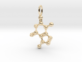 Theobromine Pendant - Molecular Jewelry in 14K Yellow Gold