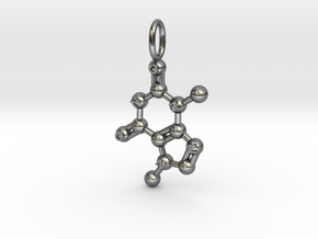 Theobromine Pendant - Molecular Jewelry in Polished Silver