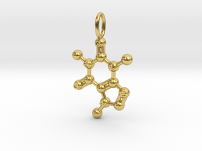 Caffeine Pendant - Molecular Jewelry in Polished Brass