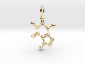 Caffeine Pendant - Molecular Jewelry in 14K Yellow Gold