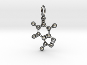 Caffeine Pendant - Molecular Jewelry in Polished Silver