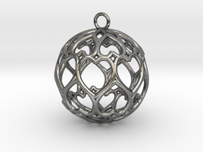 Round Heart Pendant/ Earring 13878 in Polished Silver