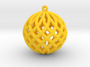 Weave Christmas bauble in Yellow Processed Versatile Plastic