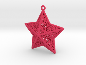 Filligree Christmas star ornament in Pink Processed Versatile Plastic