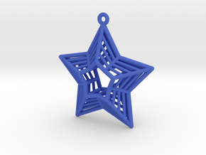 Bamboo Christmas star ornament in Blue Processed Versatile Plastic