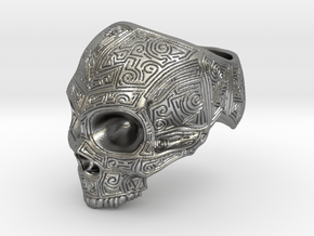Doodle Skull Ring in Natural Silver