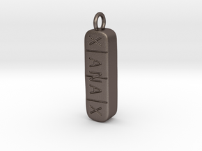 Xanax Pill Pendant in Polished Bronzed-Silver Steel