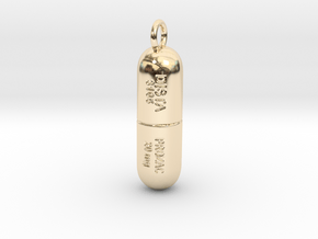Prozac Pill pendant in 14k Gold Plated Brass