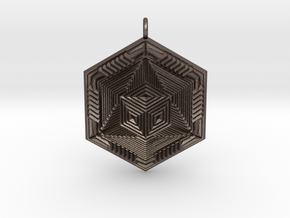 Infinity Cube Pendant  in Polished Bronzed-Silver Steel