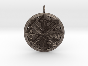 Snowflake Mandala pendant  in Polished Bronzed-Silver Steel