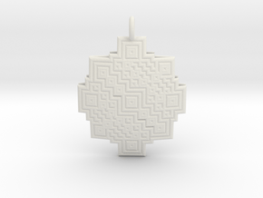 Square fractal Mandala pendant in White Natural Versatile Plastic