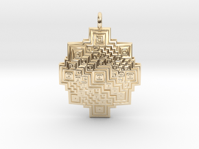 Square fractal Mandala pendant in 14k Gold Plated Brass
