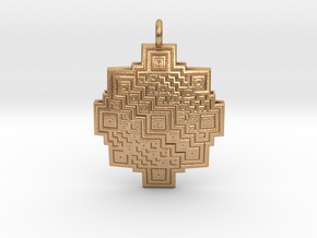 Square fractal Mandala pendant in Natural Bronze