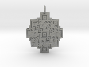Square fractal Mandala pendant in Gray PA12