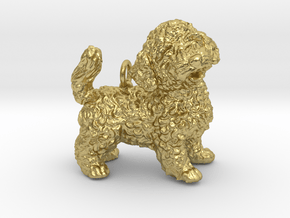  Cockapoo Dog Pendant in Natural Brass
