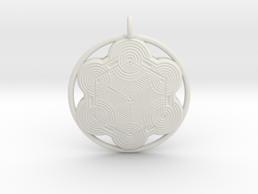 Hexagonal mandala pendant in White Natural Versatile Plastic