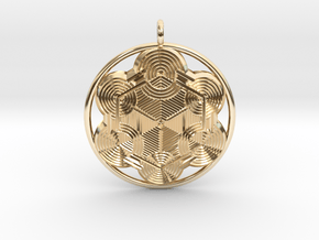 Hexagonal mandala pendant in 14k Gold Plated Brass