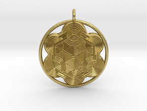 Hexagonal mandala pendant in Natural Brass