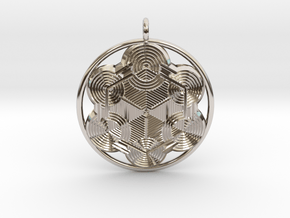 Hexagonal mandala pendant in Rhodium Plated Brass