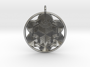 Hexagonal mandala pendant in Natural Silver