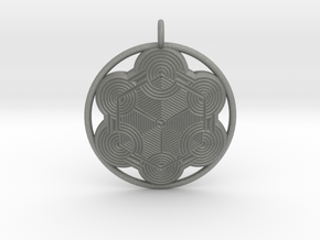 Hexagonal mandala pendant in Gray PA12