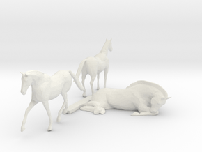 O Scale Horses 3 in White Natural Versatile Plastic