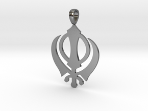 Khanda Pendant  in Polished Silver