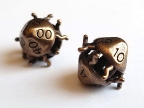 Starfish (Jellyfish) Percentile Dice - Balanced in Polished Bronze Steel