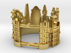 London Skyline - Cityscape Ring in Polished Brass: 5 / 49