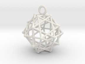 Truncated octahedron pendant in White Natural Versatile Plastic