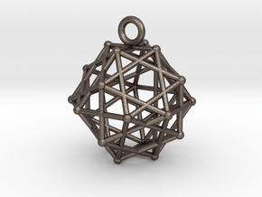 Truncated octahedron pendant in Polished Bronzed-Silver Steel