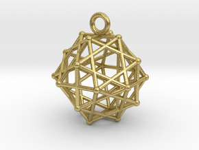 Truncated octahedron pendant in Natural Brass