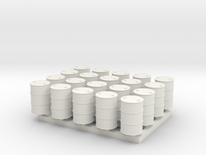 N-Scale 20 oil drums in White Natural Versatile Plastic