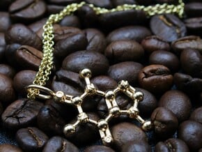 Caffeine Pendant - Molecular Jewelry in 14k Gold Plated Brass