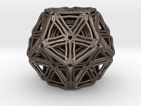Dodecahedron  inside dodecahedron in Polished Bronzed-Silver Steel