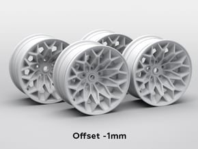 4x 1:10 RC DRIFT -1mm D52 Snowflake Rims in White Natural Versatile Plastic