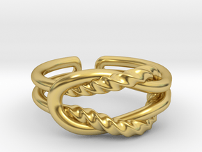 Flat knot [open and sizable ring] in Polished Brass